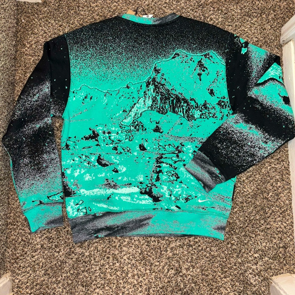 Nike ACG Therma Fit oversized All over print fleece crewneck ‘Light Menta’ NWT. - Picture 9 of 12
